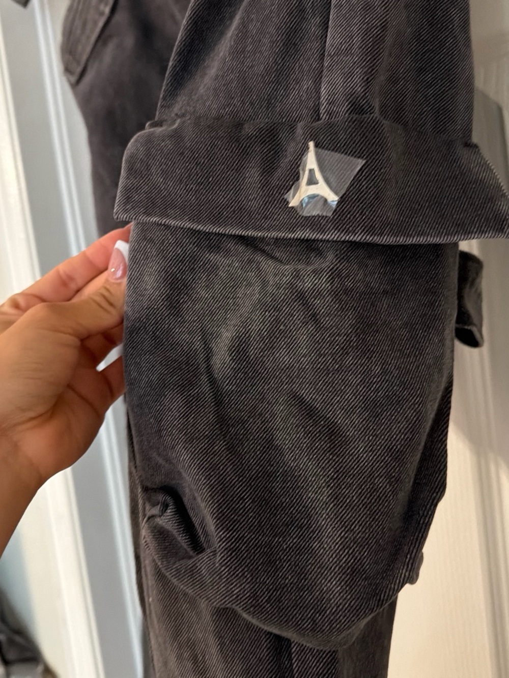 Manière De Voir Washed Black Utility Cargo Pants - Picture 3 of 5